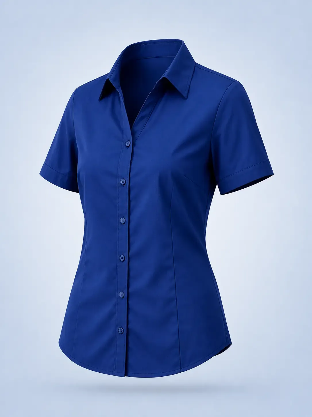 Camisa Social Feminina Manga Curta - Swatches de Cor e Tamanho